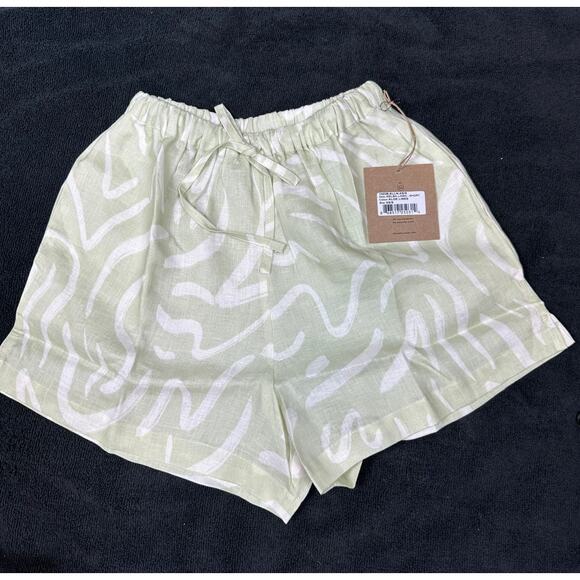 Stone Fox Swim Melba 100% Linen Shorts- Aloe Lines - size XS/S - Picture 7 of 7